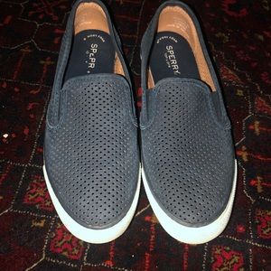 SPERRY navy blue sperry slide on shoes!!